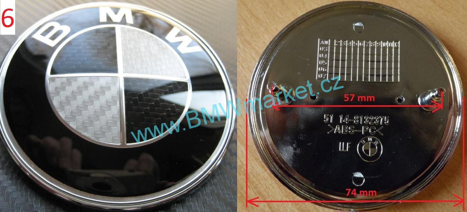 Karbonový znak na kufr BMW 74mm