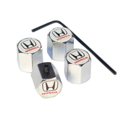 HONDA zamykací ocelové čepičky na ventilky bílé logo