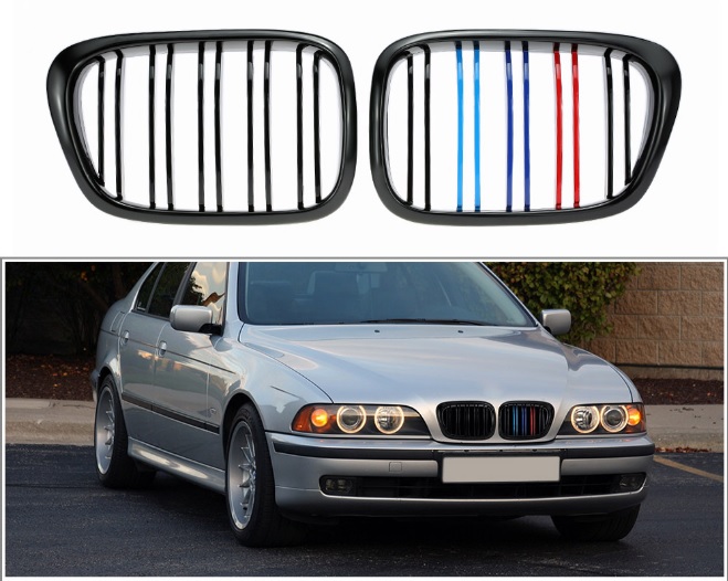 Ledvinky pro BMW E39 černé lesklé sportovní dvojité žebrování trikolora ///M