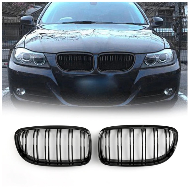 Ledvinky pro BMW E90 E91 černé lesklé 2008-2011 dvojité sportovní žebrování