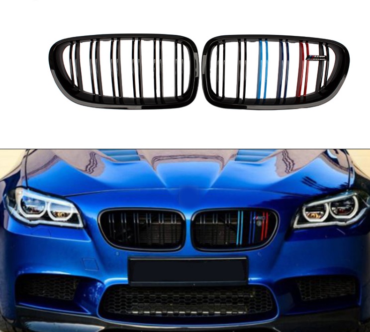 Ledvinky pro BMW F10 F11 černé lesklé sportovní dvojité žebra M5 logo